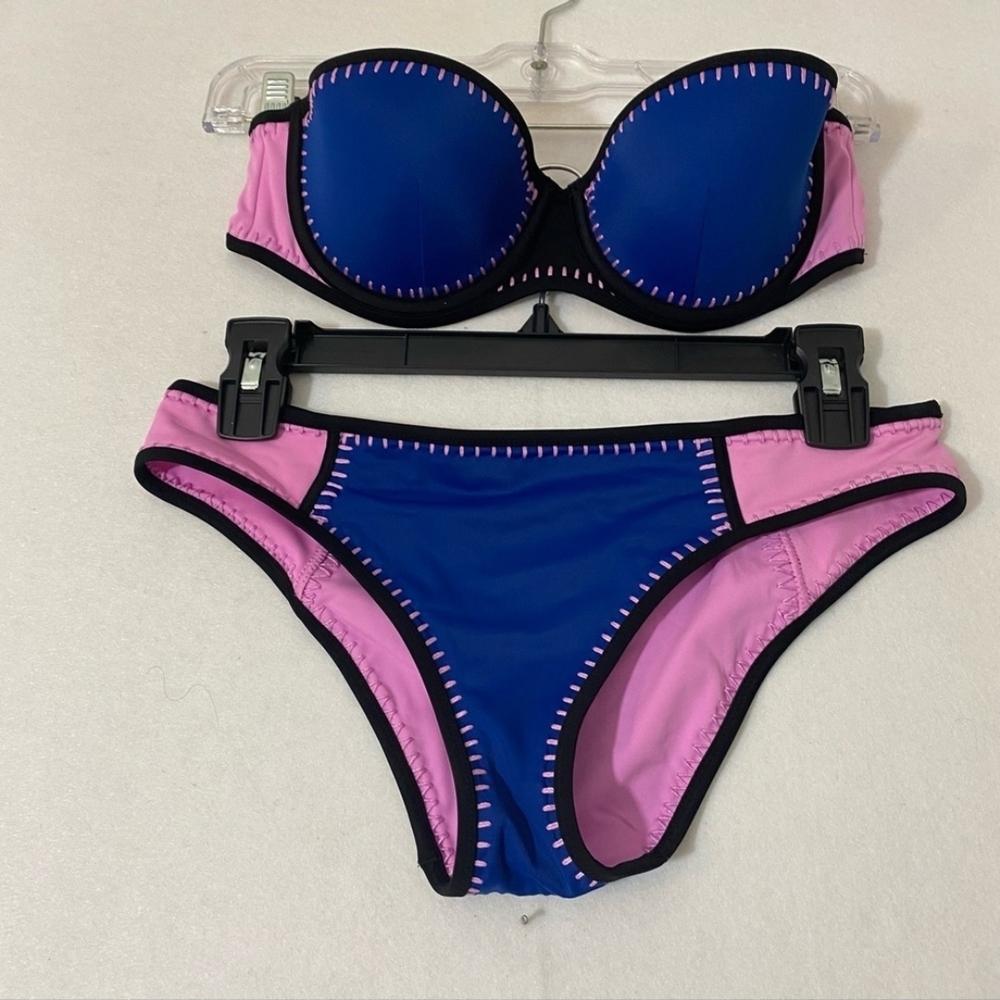 Blue and Pink Women's Swimwear Set
